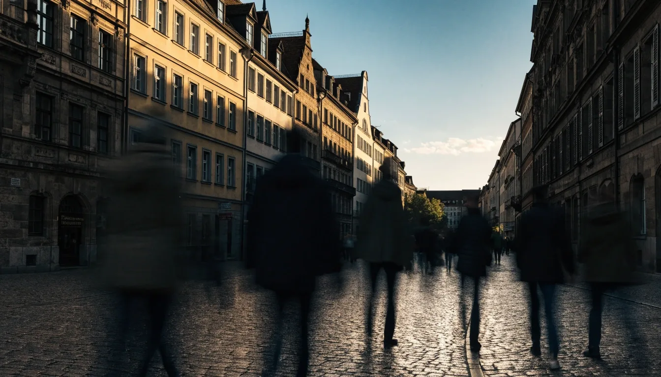 Straßenzug in Richtung Münchner Zentrum bei Morgenlicht